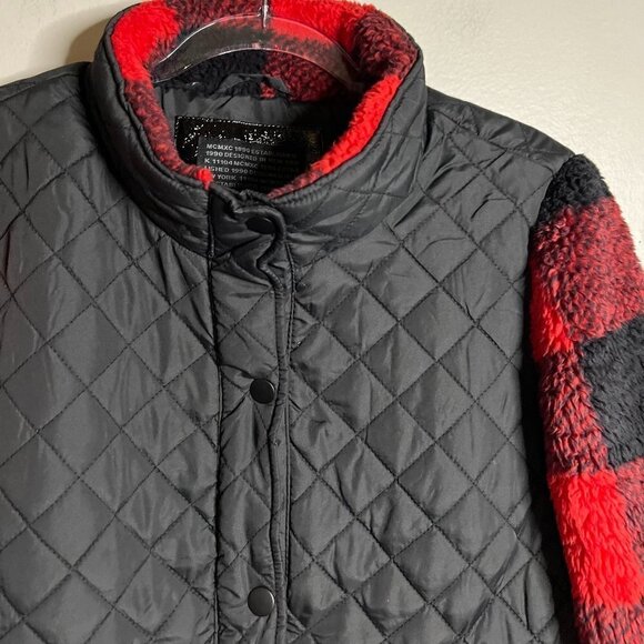 Steve Madden | Red & Black Buffalo Check Quilted Fleece Snap-Up Jacket - Plus XL - Picture 5 of 7